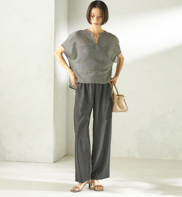 SHIPS for women「〈手洗い可能〉ミニ チェック カラミ スキッパー プルオーバー」|シャツ・ブラウス|