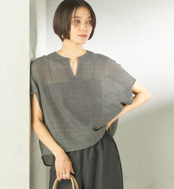 SHIPS for women「〈手洗い可能〉ミニ チェック カラミ スキッパー プルオーバー」|シャツ・ブラウス|