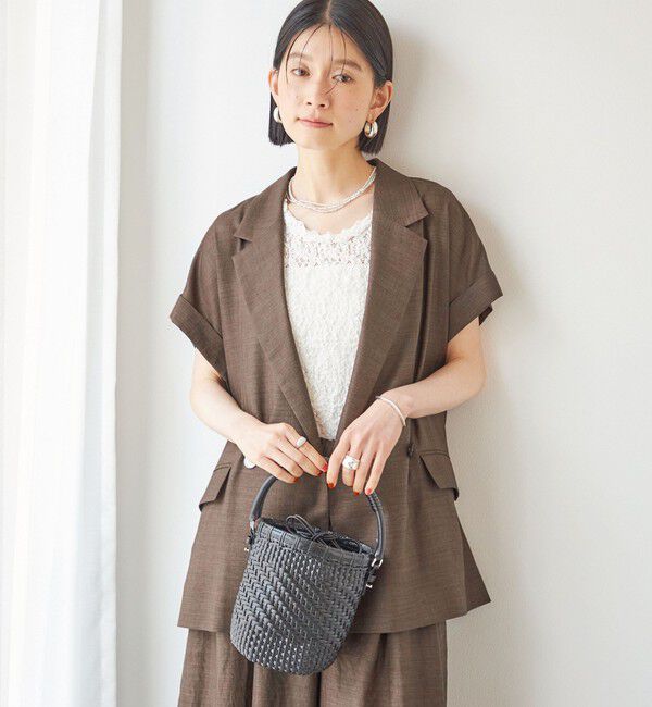 SHIPS for women「〈手洗い可能〉ラッセル レース 前後 2WAY ノースリーブ プルオーバー」|タンクトップ|