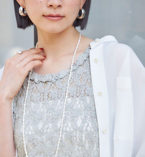 SHIPS for women「〈手洗い可能〉ラッセル レース 前後 2WAY ノースリーブ プルオーバー」|タンクトップ|