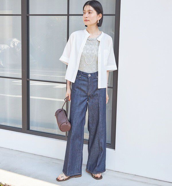 SHIPS for women「〈手洗い可能〉ラッセル レース 前後 2WAY ノースリーブ プルオーバー」|タンクトップ|