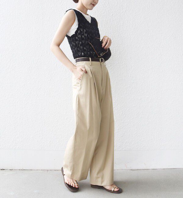 SHIPS for women「〈手洗い可能〉ラッセル レース 前後 2WAY ノースリーブ プルオーバー」|タンクトップ|