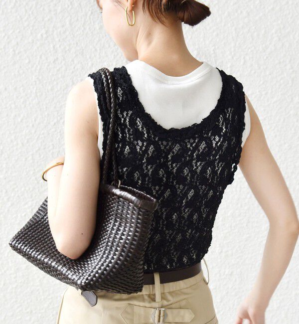 SHIPS for women「〈手洗い可能〉ラッセル レース 前後 2WAY ノースリーブ プルオーバー」|タンクトップ|