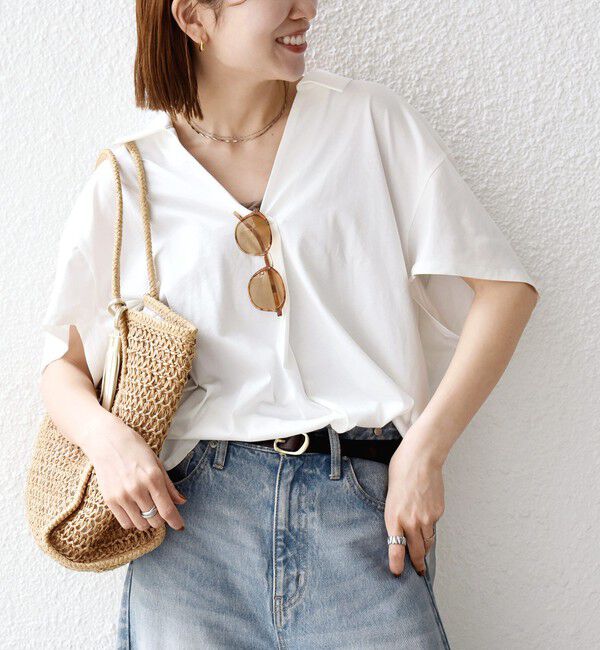 SHIPS any「SHIPS any:〈洗濯機可能〉ジャージー ワイド スキッパー ポロ プルオーバー」|Tシャツ・カットソー|