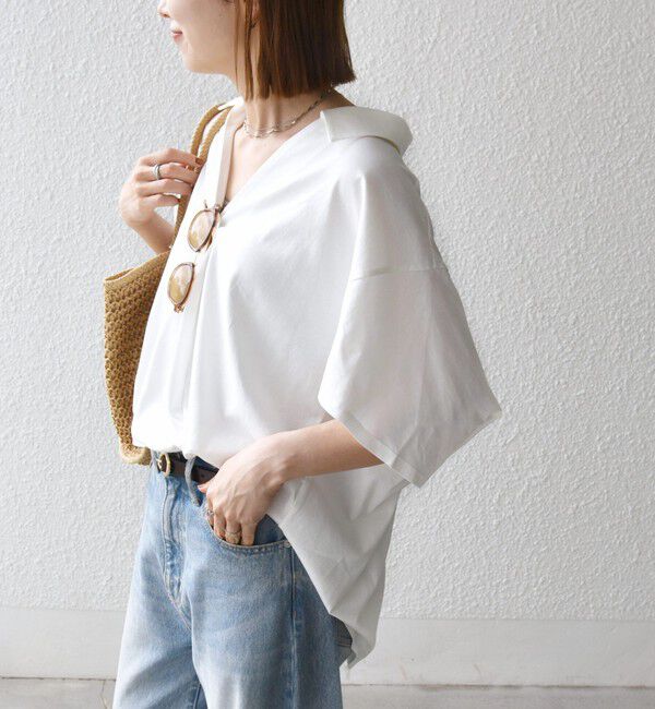 SHIPS any「SHIPS any:〈洗濯機可能〉ジャージー ワイド スキッパー ポロ プルオーバー」|Tシャツ・カットソー|