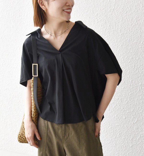 SHIPS any「SHIPS any:〈洗濯機可能〉ジャージー ワイド スキッパー ポロ プルオーバー」|Tシャツ・カットソー|