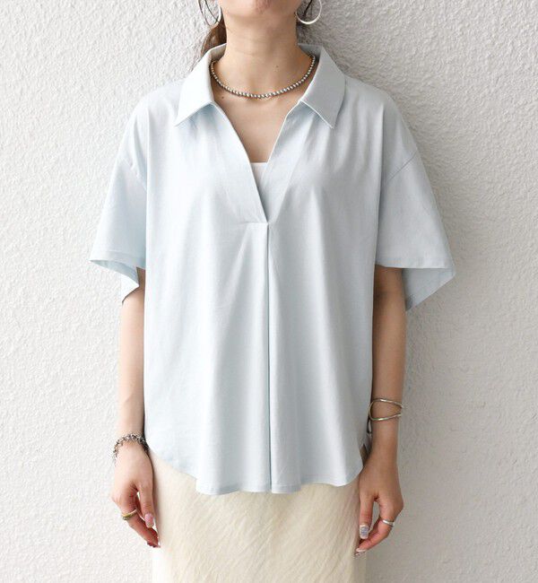 SHIPS any「SHIPS any:〈洗濯機可能〉ジャージー ワイド スキッパー ポロ プルオーバー」|Tシャツ・カットソー|