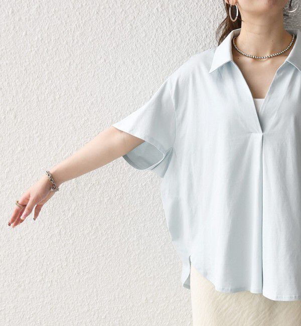 SHIPS any「SHIPS any:〈洗濯機可能〉ジャージー ワイド スキッパー ポロ プルオーバー」|Tシャツ・カットソー|