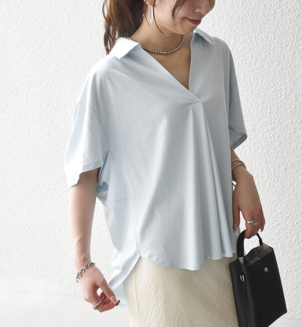 SHIPS any「SHIPS any:〈洗濯機可能〉ジャージー ワイド スキッパー ポロ プルオーバー」|Tシャツ・カットソー|