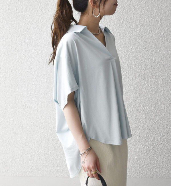 SHIPS any「SHIPS any:〈洗濯機可能〉ジャージー ワイド スキッパー ポロ プルオーバー」|Tシャツ・カットソー|