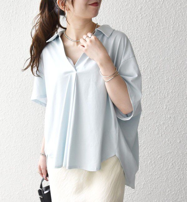 SHIPS any「SHIPS any:〈洗濯機可能〉ジャージー ワイド スキッパー ポロ プルオーバー」|Tシャツ・カットソー|