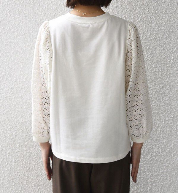 SHIPS Colors 「SHIPS Colors:〈手洗い可能〉ミニ裏毛 レース コンビ トップス◇」|Tシャツ・カットソー|