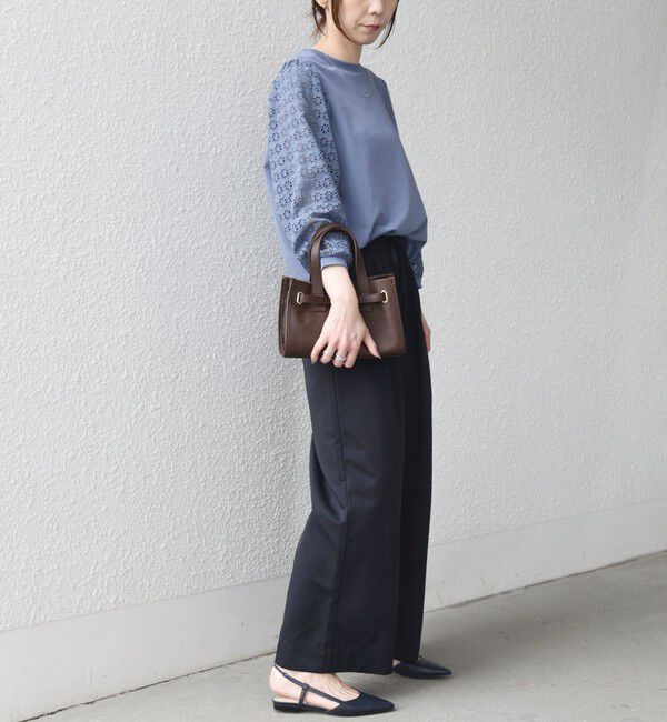 SHIPS Colors 「SHIPS Colors:〈手洗い可能〉ミニ裏毛 レース コンビ トップス◇」|Tシャツ・カットソー|