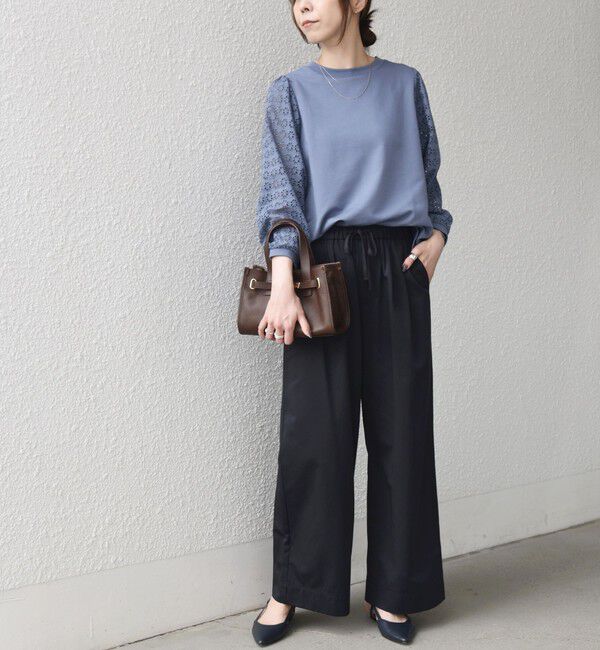 SHIPS Colors 「SHIPS Colors:〈手洗い可能〉ミニ裏毛 レース コンビ トップス◇」|Tシャツ・カットソー|