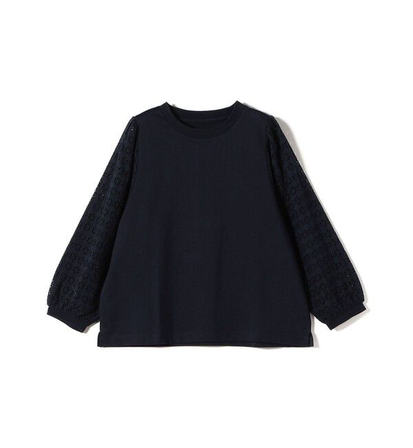 SHIPS Colors 「SHIPS Colors:〈手洗い可能〉ミニ裏毛 レース コンビ トップス◇」|Tシャツ・カットソー|
