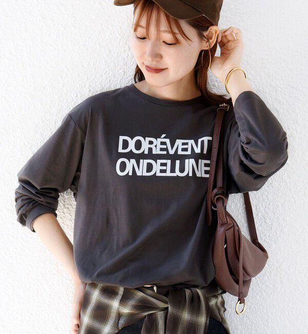SHIPS for women「メルティ コットン ロゴ ロング スリーブ TEE」|Tシャツ・カットソー|ダークグレー