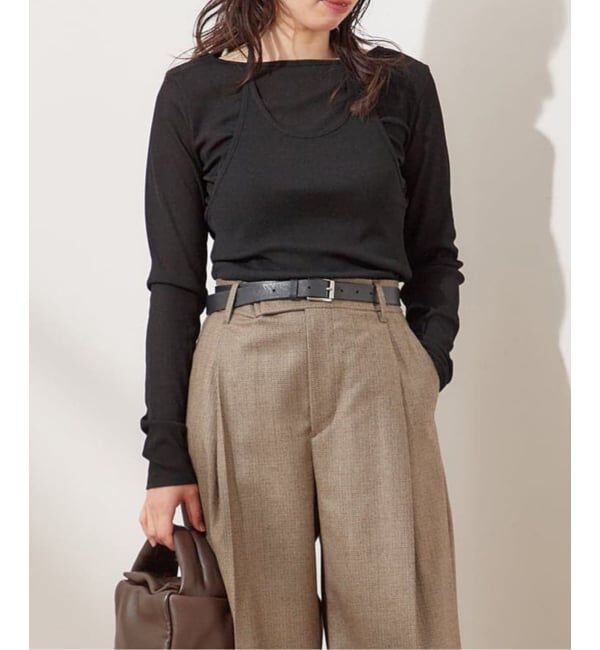 journal standard L'essage「《追加予約4》DRY RIBセットアッププルオーバー」|Tシャツ・カットソー|ブラック