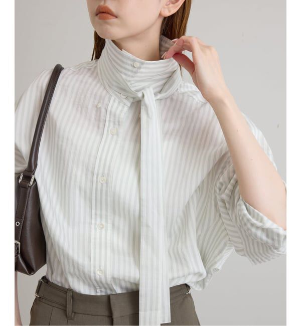 U by SPICK&SPAN「《予約》ボタンダウンボウタイシャツ」|シャツ・ブラウス|カーキ