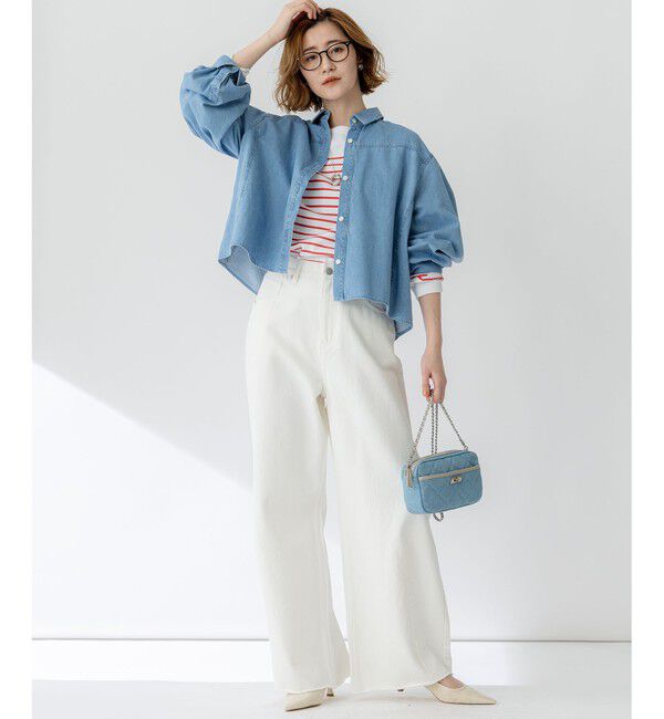 23区「【Oggi3月号掲載/洗える】ライトダンガリー クロップド ボリュームスリーブ シャツ」|シャツ・ブラウス|