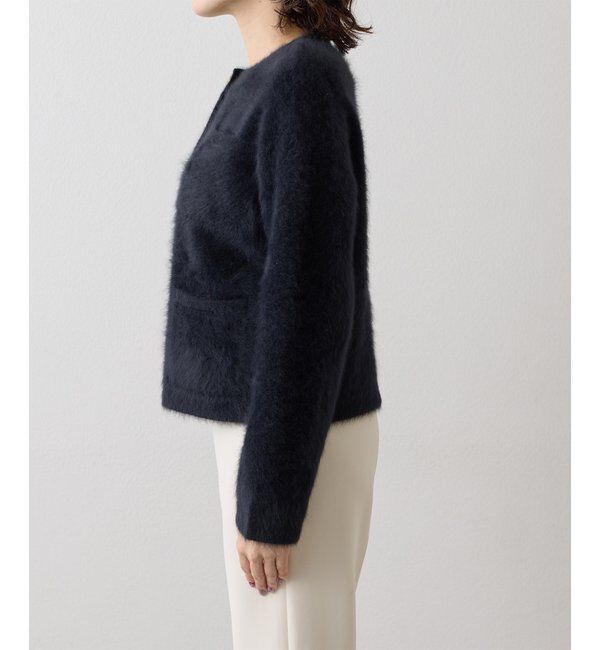  「〈WEB限定カラーあり〉カシミヤ混ファークルーネックニットジャケット」|ニット・セーター|
