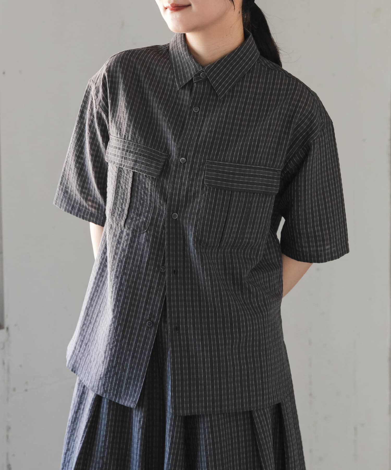 URBAN RESEARCH DOORS「FORK&SPOON　シャドウチェックショートスリーブシャツ」|シャツ・ブラウス|