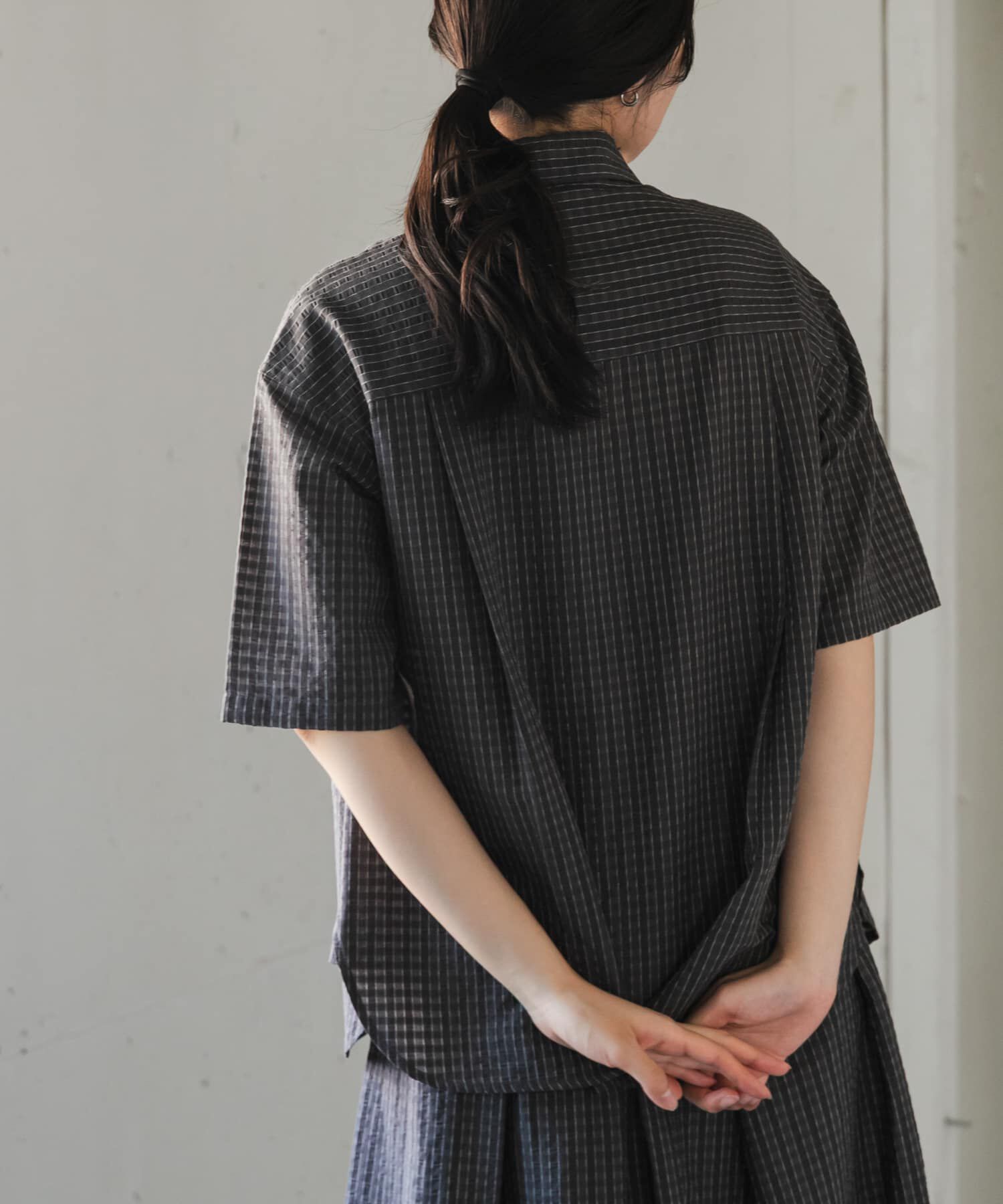 URBAN RESEARCH DOORS「FORK&SPOON　シャドウチェックショートスリーブシャツ」|シャツ・ブラウス|