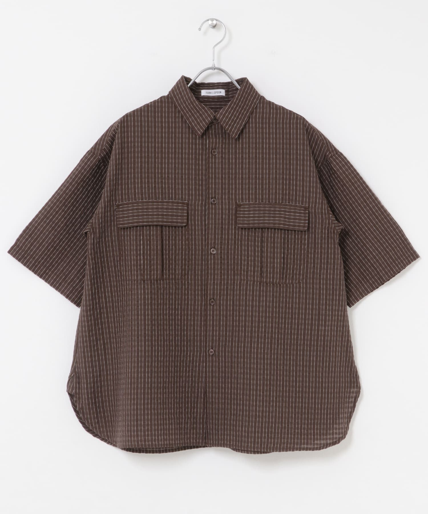 URBAN RESEARCH DOORS「FORK&SPOON　シャドウチェックショートスリーブシャツ」|シャツ・ブラウス|