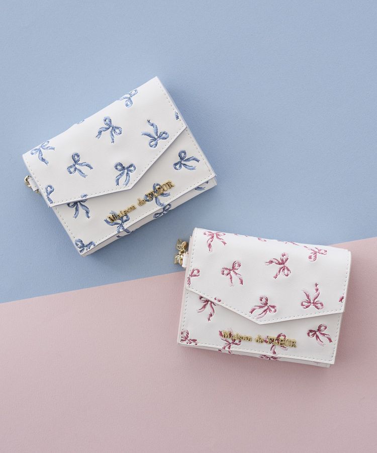 Maison de FLEUR「リボン刺繍ミニウォレット」|財布|