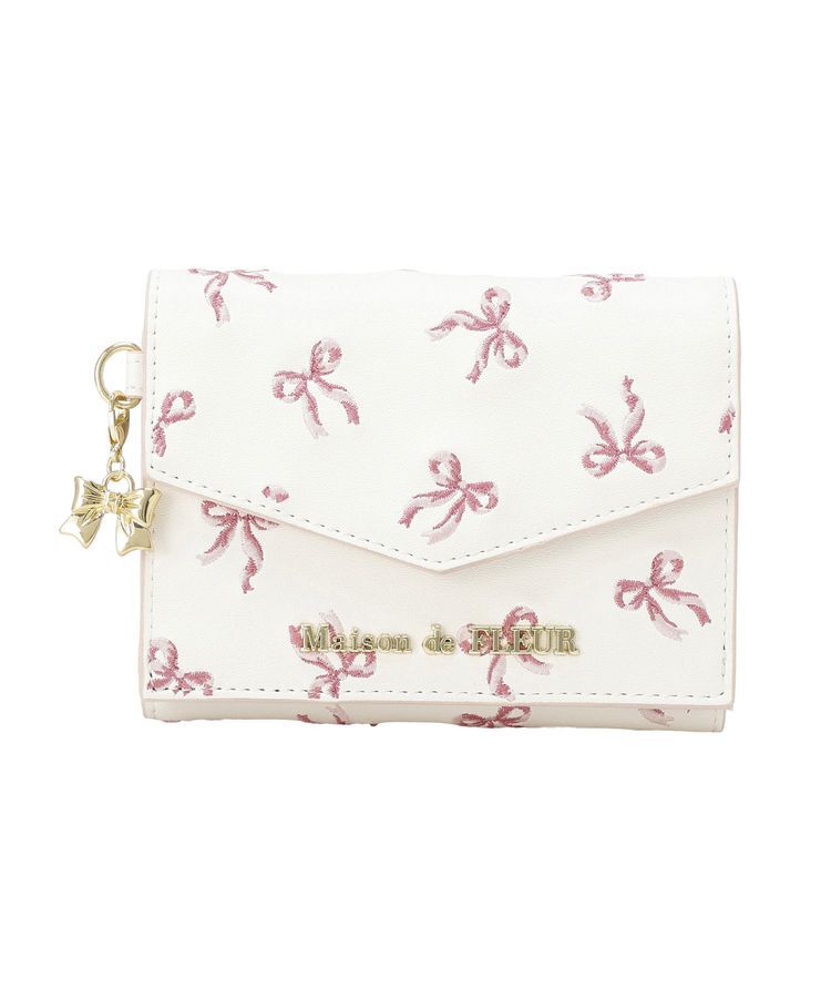 Maison de FLEUR「リボン刺繍ミニウォレット」|財布|