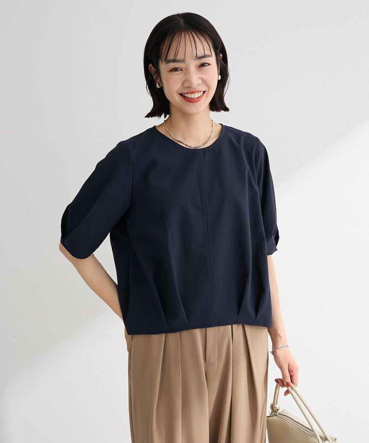 Green Parks「表面感裾タックブラウス」|シャツ・ブラウス|Dark Navy