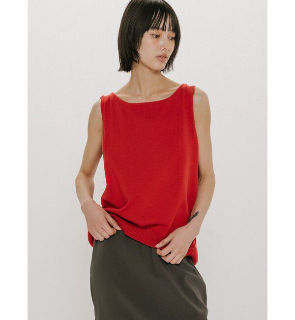 MIDIUMISOLID「MIDIUMISOLID for Ladies タックノースリーブワイドベスト」|ベスト・ジレ|
