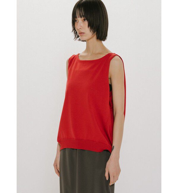 MIDIUMISOLID「MIDIUMISOLID for Ladies タックノースリーブワイドベスト」|ベスト・ジレ|