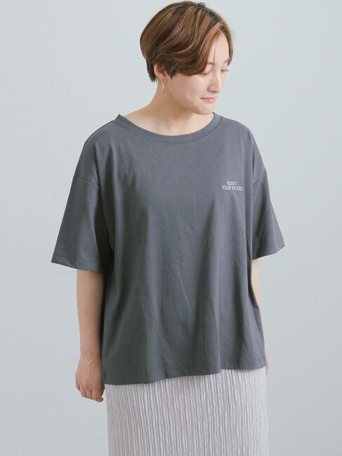 Te chichi「胸刺繍&バックプリントBIGTシャツ」|Tシャツ・カットソー|チャコールグレー