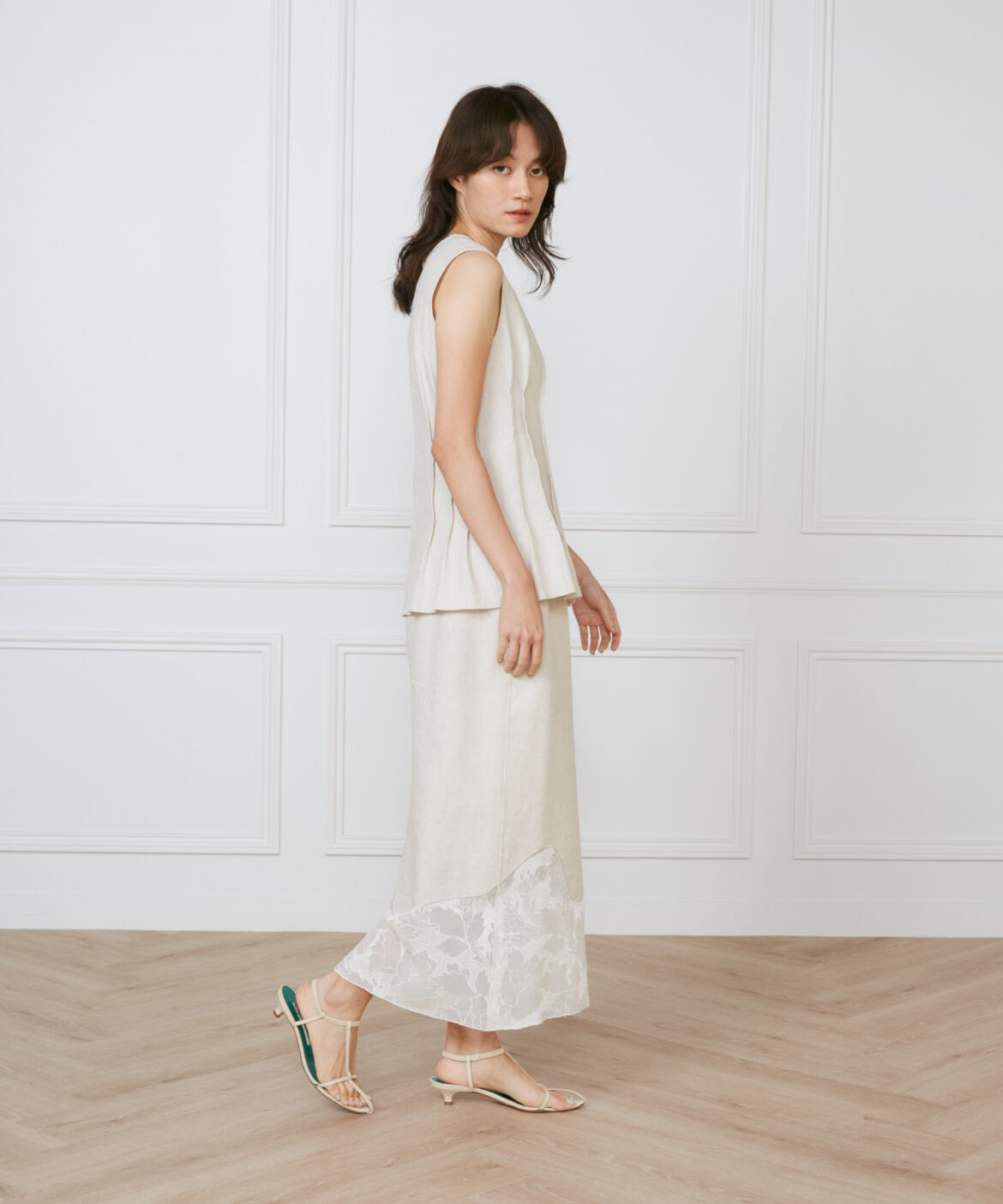 INED「《大きいサイズ》裾レーススカート《la veille by SUPERIOR CLOSET》」|タイト|