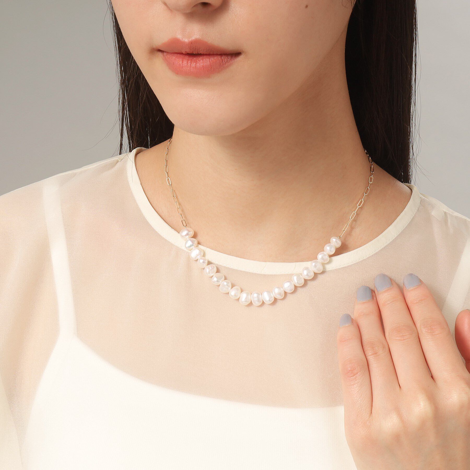 COCOSHNIK「K10バロックパール ケーブルチェーンネックレス」|ネックレス|