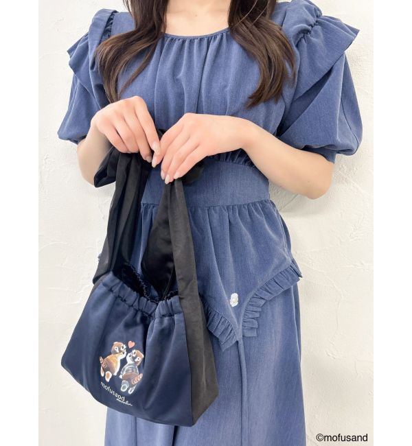 dazzlin「【mofusandコラボ】リボンサテンハンドバッグ」|ハンドバッグ|ネイビー