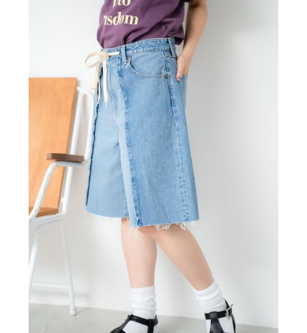 Ungrid「リメイクデニムハーフパンツ」|デニム|