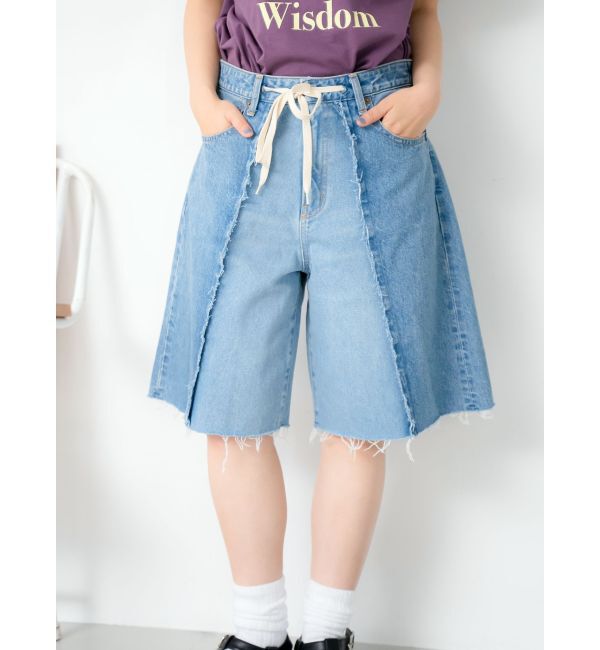 Ungrid「リメイクデニムハーフパンツ」|デニム|