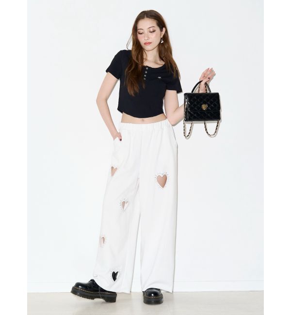 EVRIS「ハートカッティングビジュースウェットパンツ」|その他|
