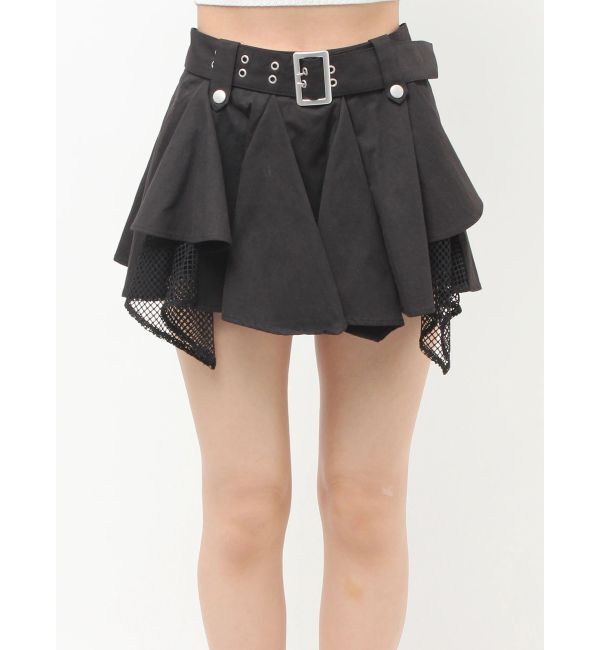 GYDA「HEM Symmetryメッシュスカートライクショートパンツ」|スカート|