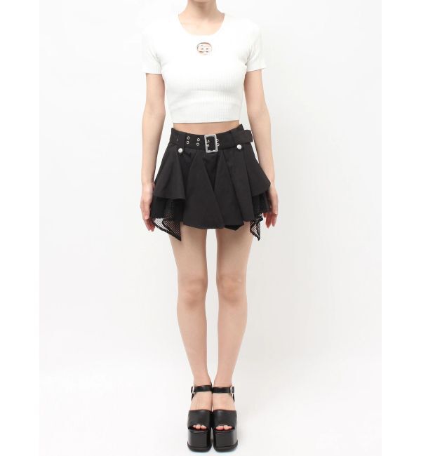 GYDA「HEM Symmetryメッシュスカートライクショートパンツ」|スカート|