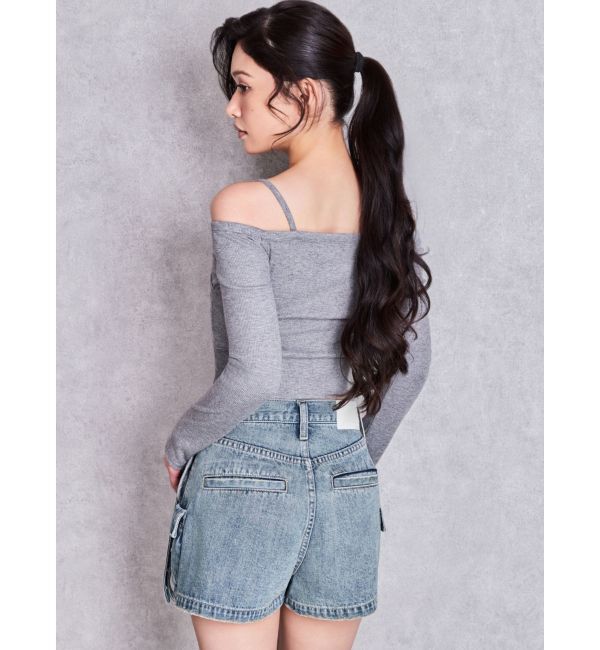 GYDA「ラメテレコカシュクールデザインオフショルトップス」|Tシャツ・カットソー|
