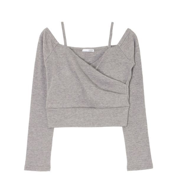 GYDA「ラメテレコカシュクールデザインオフショルトップス」|Tシャツ・カットソー|