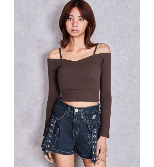 GYDA「カシュクールデザインオフショルトップス」|Tシャツ・カットソー|