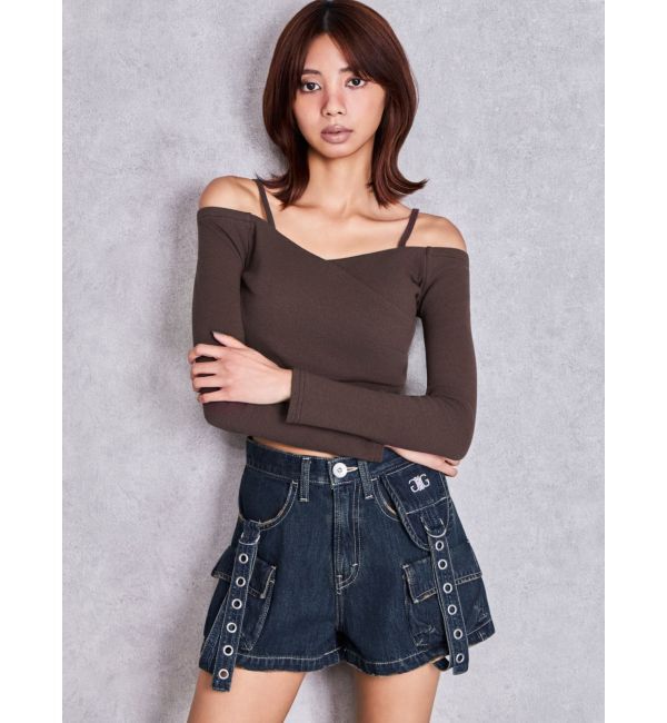GYDA「カシュクールデザインオフショルトップス」|Tシャツ・カットソー|