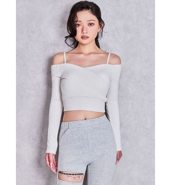 GYDA「カシュクールデザインオフショルトップス」|Tシャツ・カットソー|