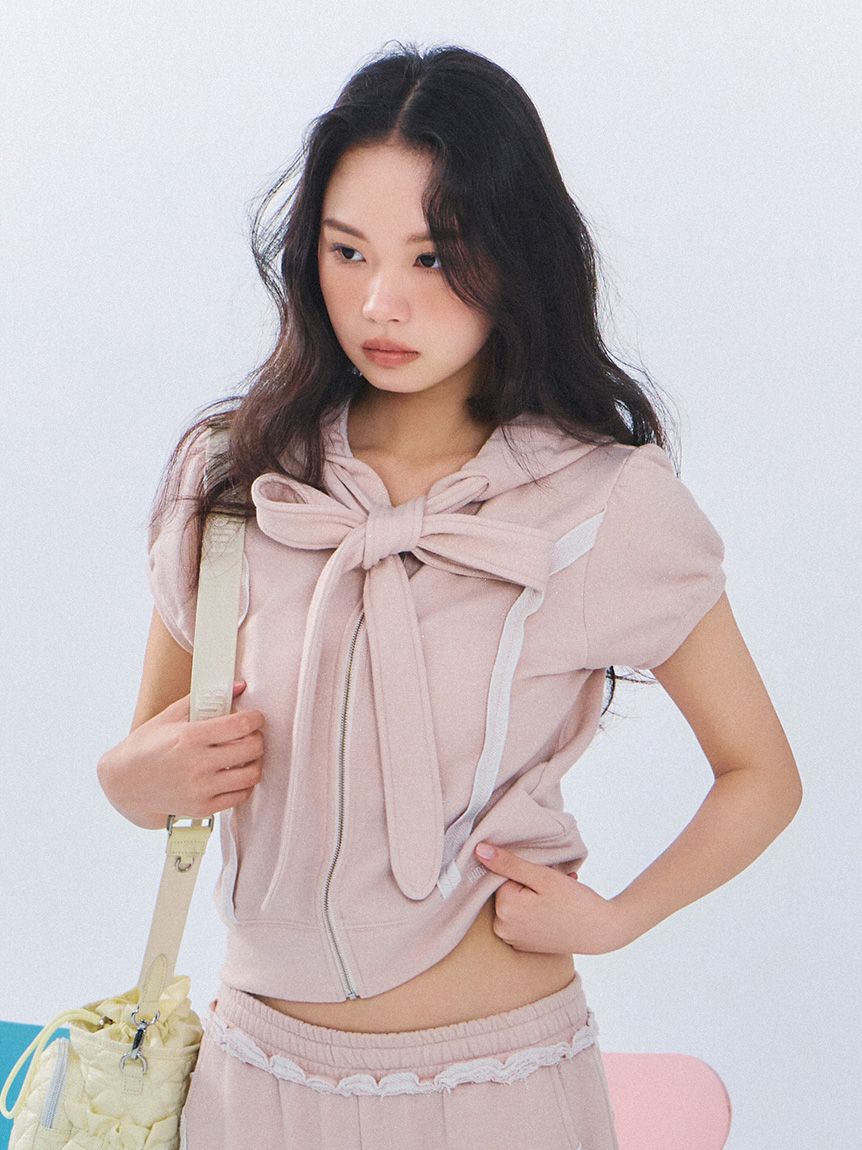 FURFUR「【WEB・一部店舗限定カラー】ハーフスリーブボウタイフーディ」|パーカー|PNK