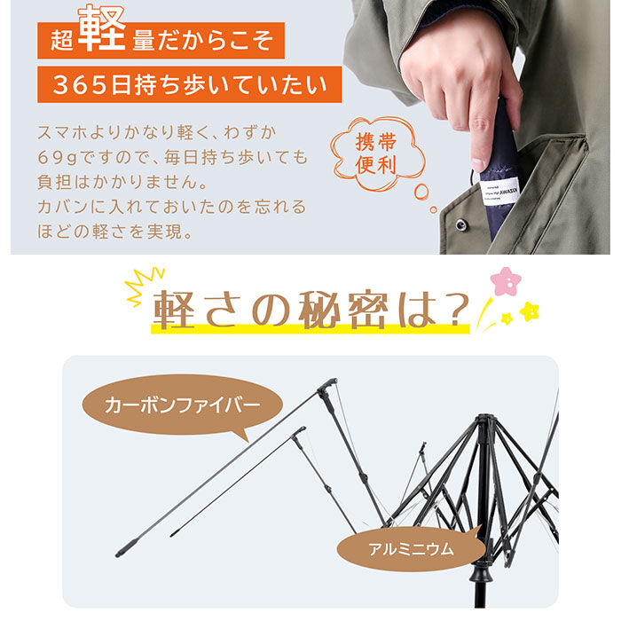 BACKYARD FAMILY「KIZAWA 超軽量カーボン傘 通販 折りたたみ傘 折り畳み傘 最軽量 カーボン傘 傘 かさ 雨傘」|傘|