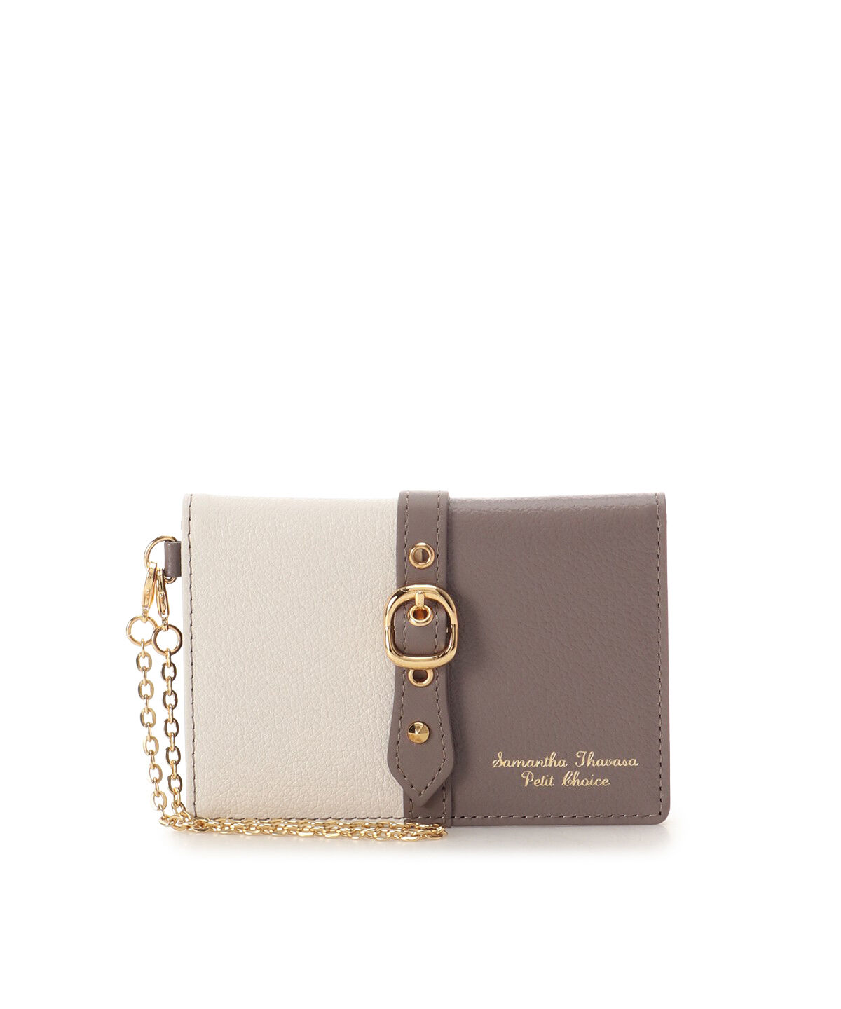 Samantha Thavasa Petit Choice「バイカラーフロントベルト　パスケース」|定期入れ|グレージュ