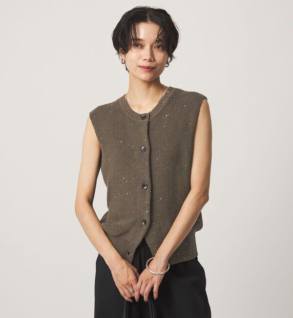 UNITED ARROWS green label relaxing「スパンコール ニット ボタン ベスト」|ベスト・ジレ|